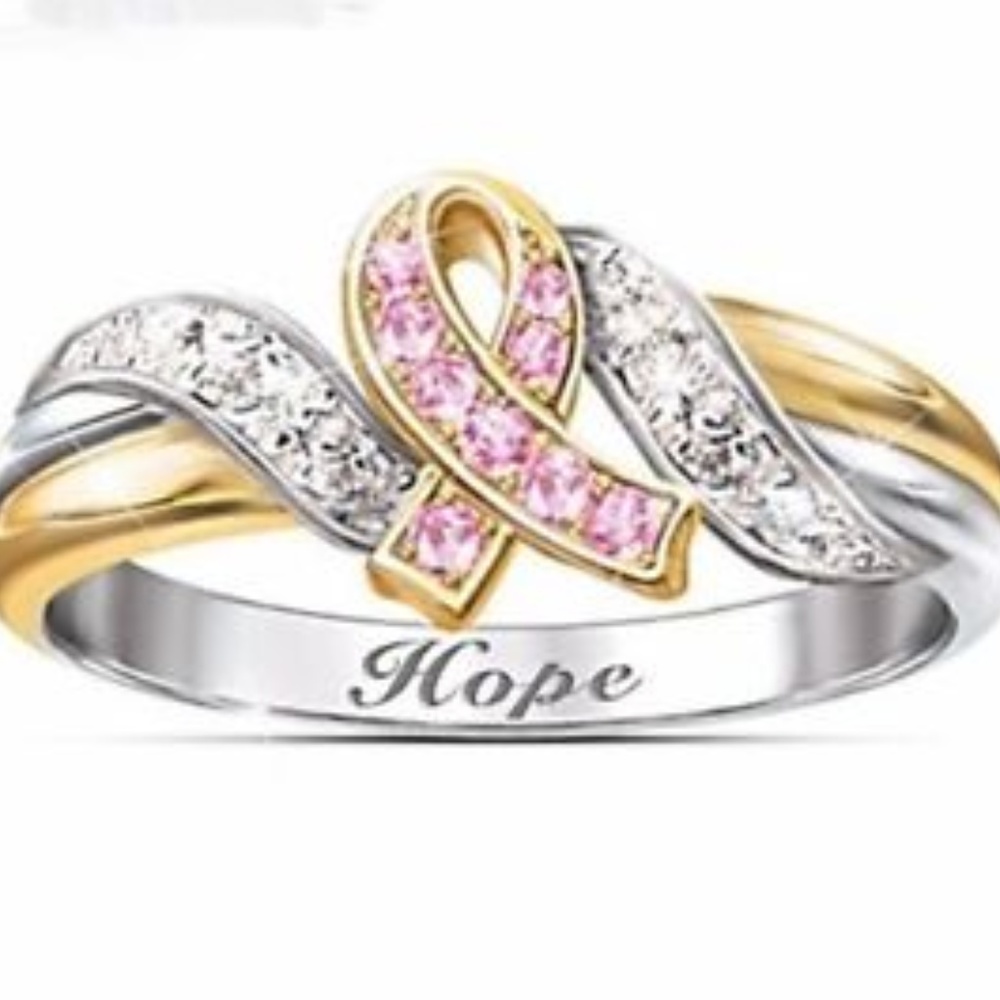 FINAL CLEARANCE New Silver Gold Pink Caner Ribbon Support Ring